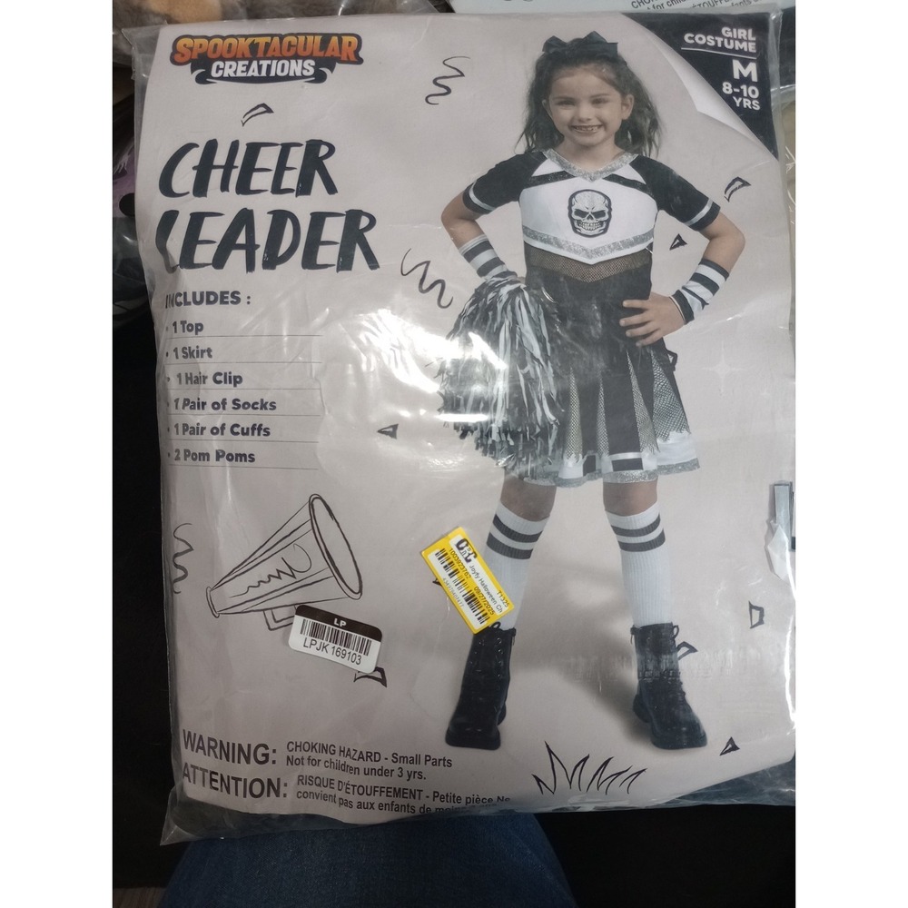 Girls Cheerleader Halloween Costume Medium 8-10 Spooktacular Creations Skull...